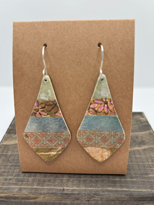 Hand-Painted Watercolor Earrings on Wood, 2"