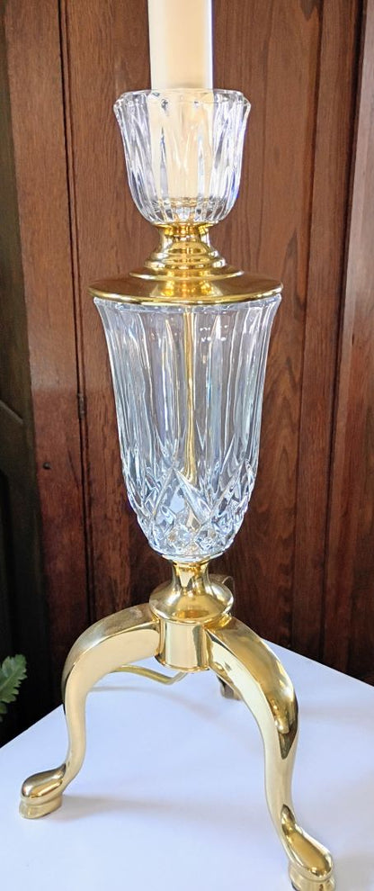Gold  Vintage gold/crystal table lamp 15" no shade