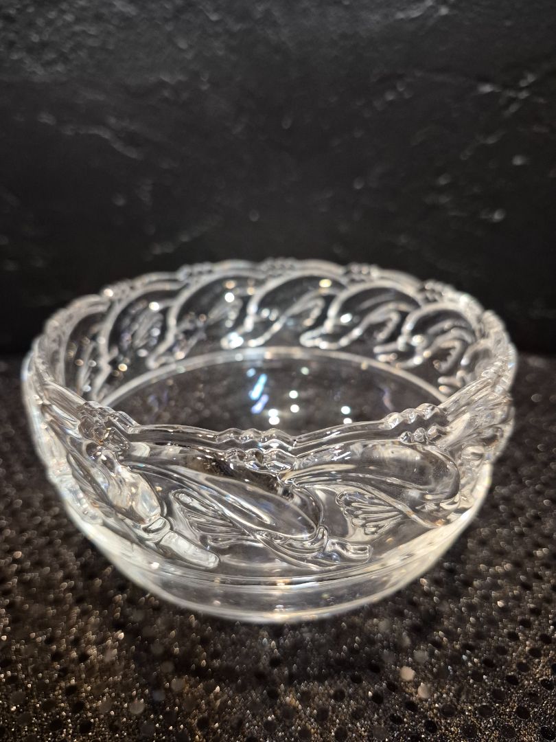 Vintage Tiffany & Co Crystal Glass Dolphins Bowl