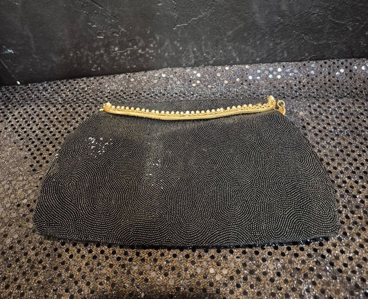 Vintage Black Beaded Clutch