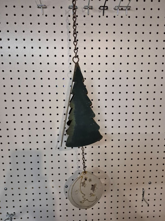 Pine Tree and Moon Wind Chime Metal