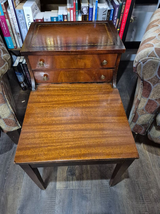 Vintage Leather Top Side Table