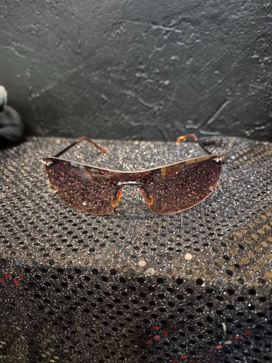 Womens Rhinestone amber lense Sunglasses