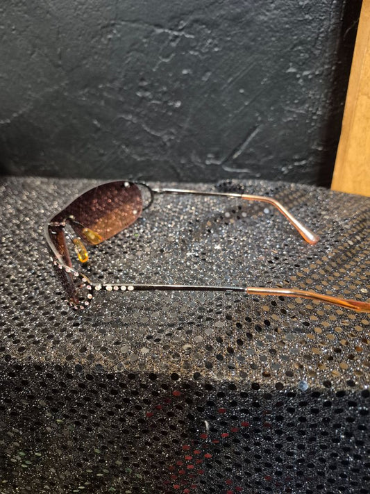 Womens Rhinestone amber lense Sunglasses
