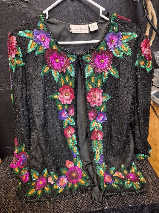 Vintage Lawrence Kazan Beaded Sequined Jacket Medium