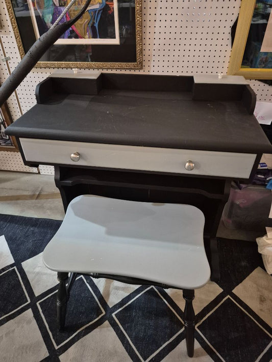 Black and Grey Desk with Stool