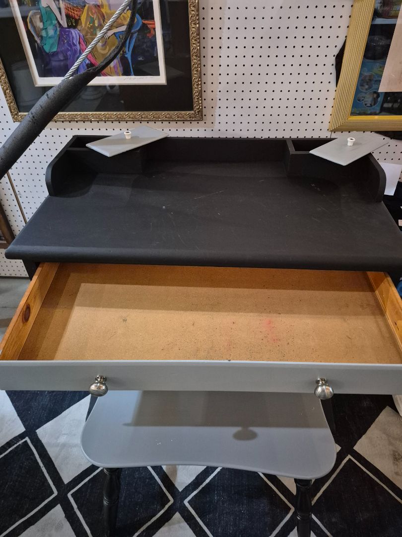 Black and Grey Desk with Stool