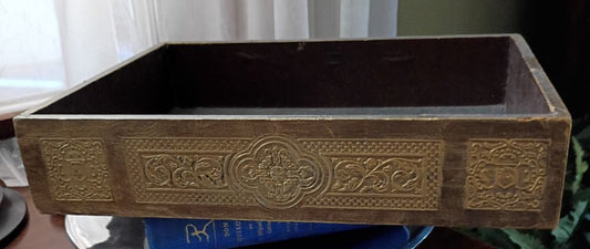 Vintage gold wood desk organizer 10" x 13"