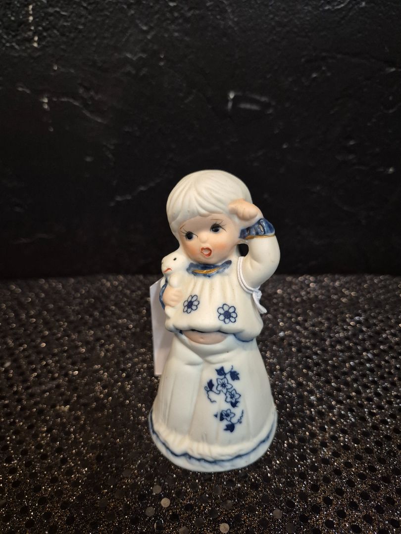 Vintage Jasco Porcelain Blue and White Doll Bell