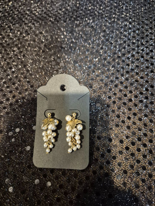 Womens Faux Pearl Tassel Earrings