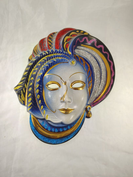 Multicolor  9.5" Venetian style ceramic masquerade mask wall hanging