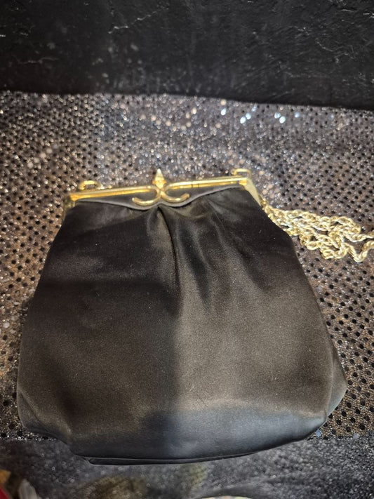 Vintage Mardane Satin Wrist Purse and Black Party Bag