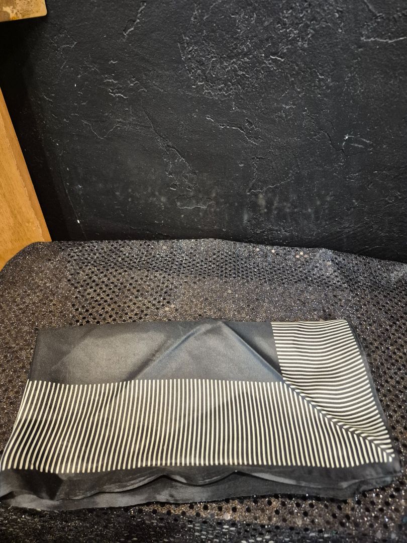 Black and Grey Striped Scarf
