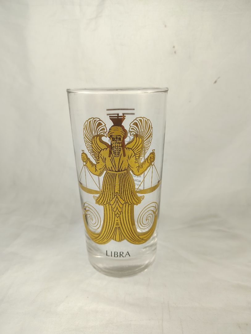 Gold Anchor Hocking Libra Zodiac Tumbler Glass