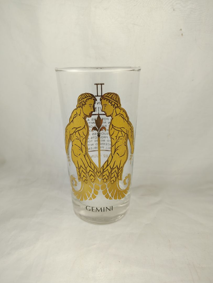 Gold Anchor Hocking Gemini Zodiac Tumbler Glass
