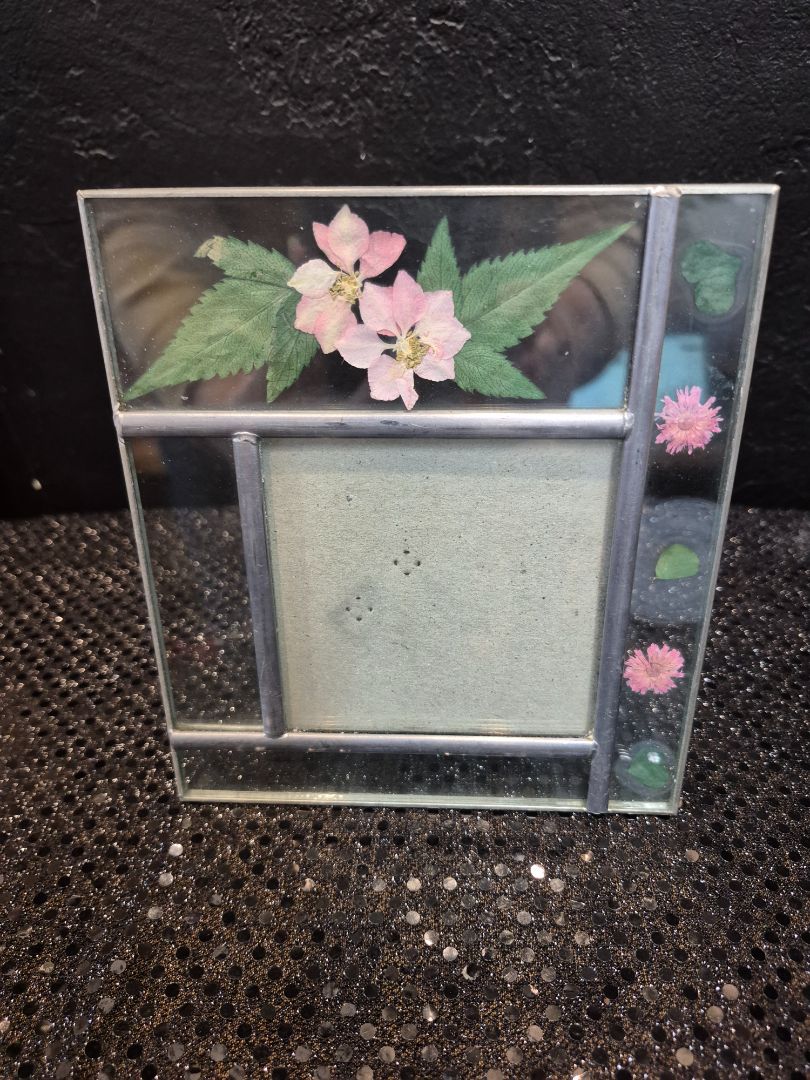 Carr Leaded Glass Pressed Flowers Picture Frame