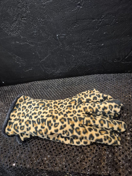 Leopard Fleece Gloves