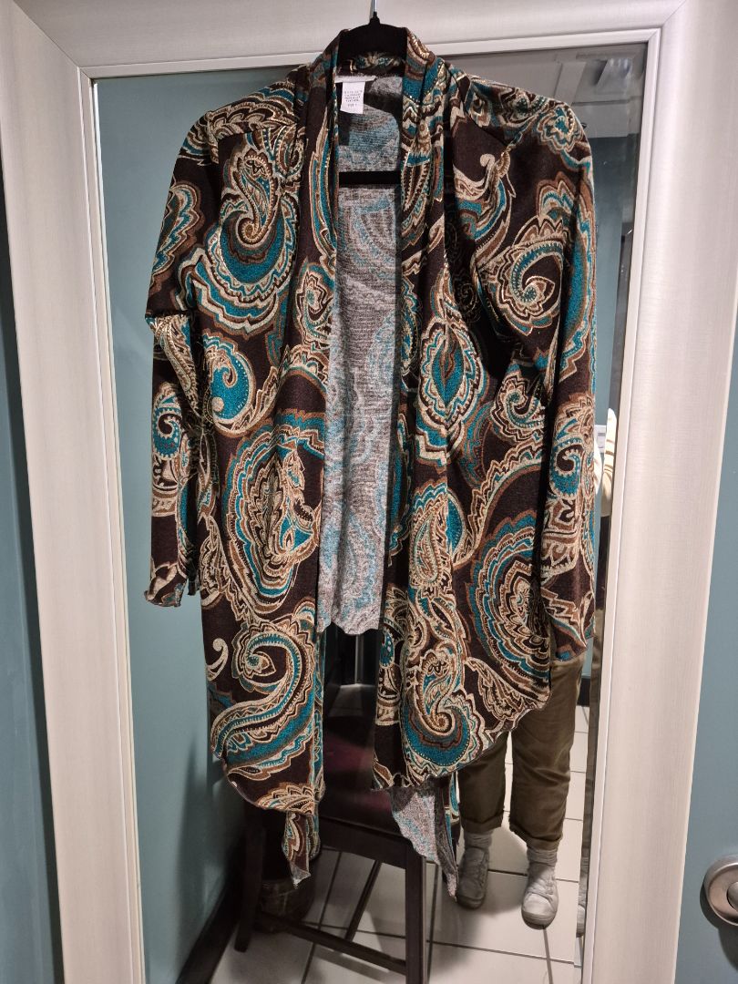 Chico's Kimono Floral Paisley Gold Long Sleeve