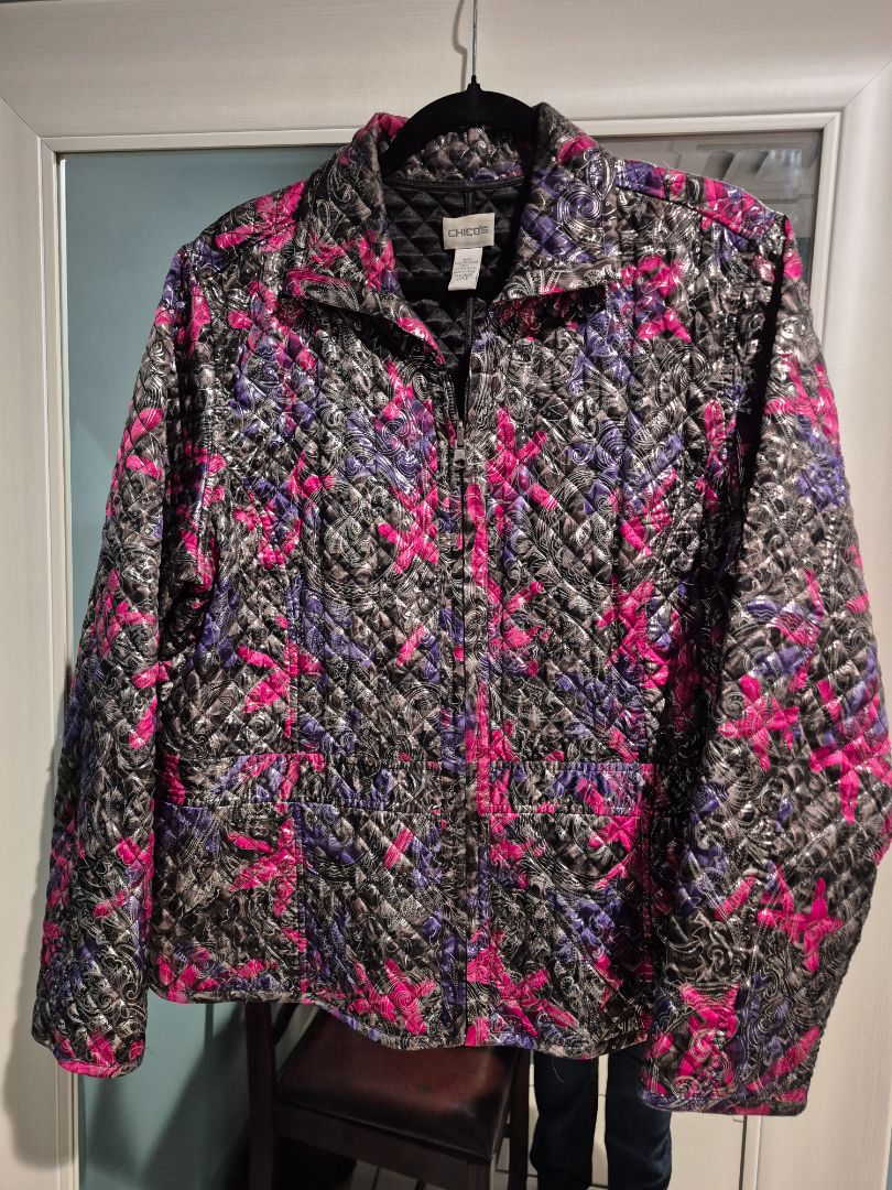 Chico's Ladies Quilted Reversable Jacket size 3