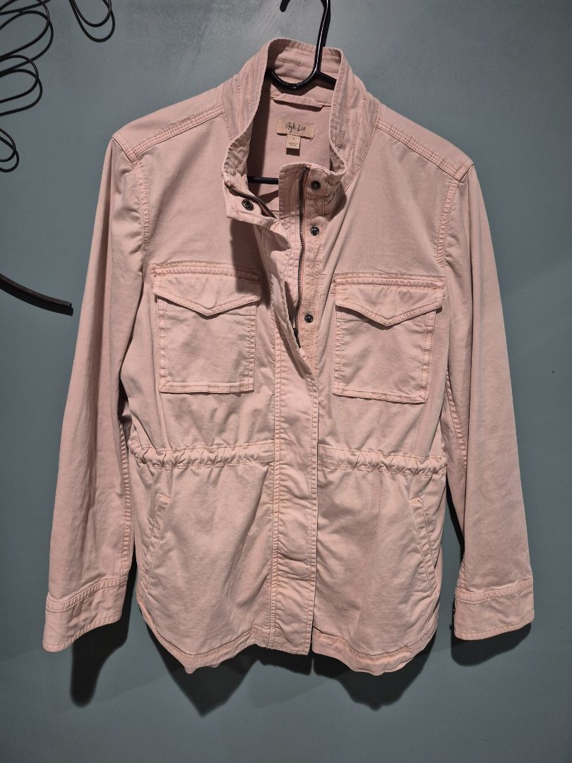 Style and Co. Pink Utility Jacket w/Collard Neckline