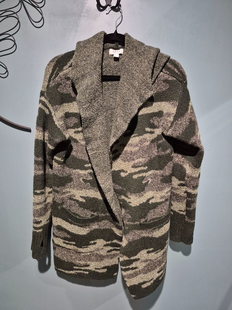Style & Co Camo Print Hooded Cardigan