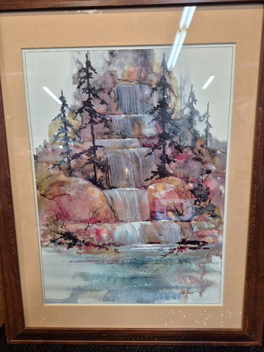 Adin Shade "Morning Falls" Water Color Wood Frame