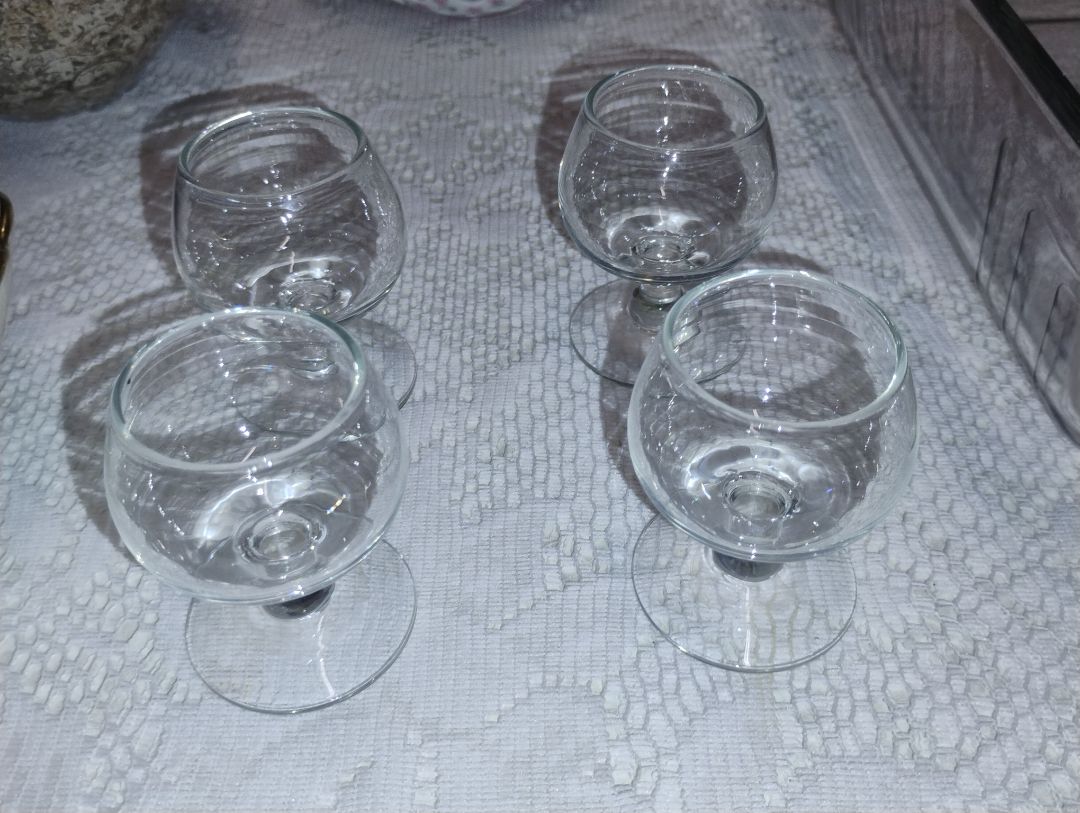 Clear glass  Brandy Sniffers, Miniature