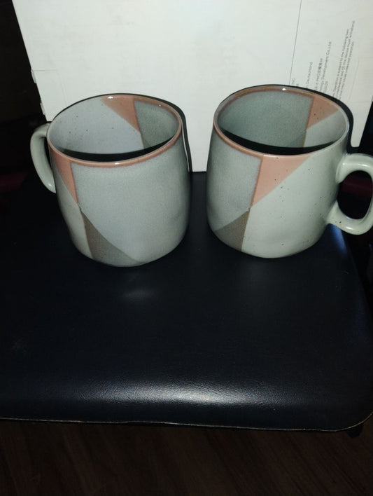 Gray & Tan Hearth & Hand Stoneware Mugs, Coffee Mug