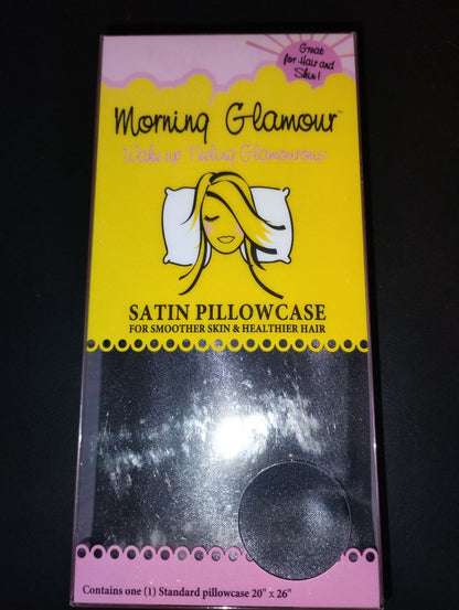 Black Morning Glamour Satin Pillowcase, Standard Pillowcase