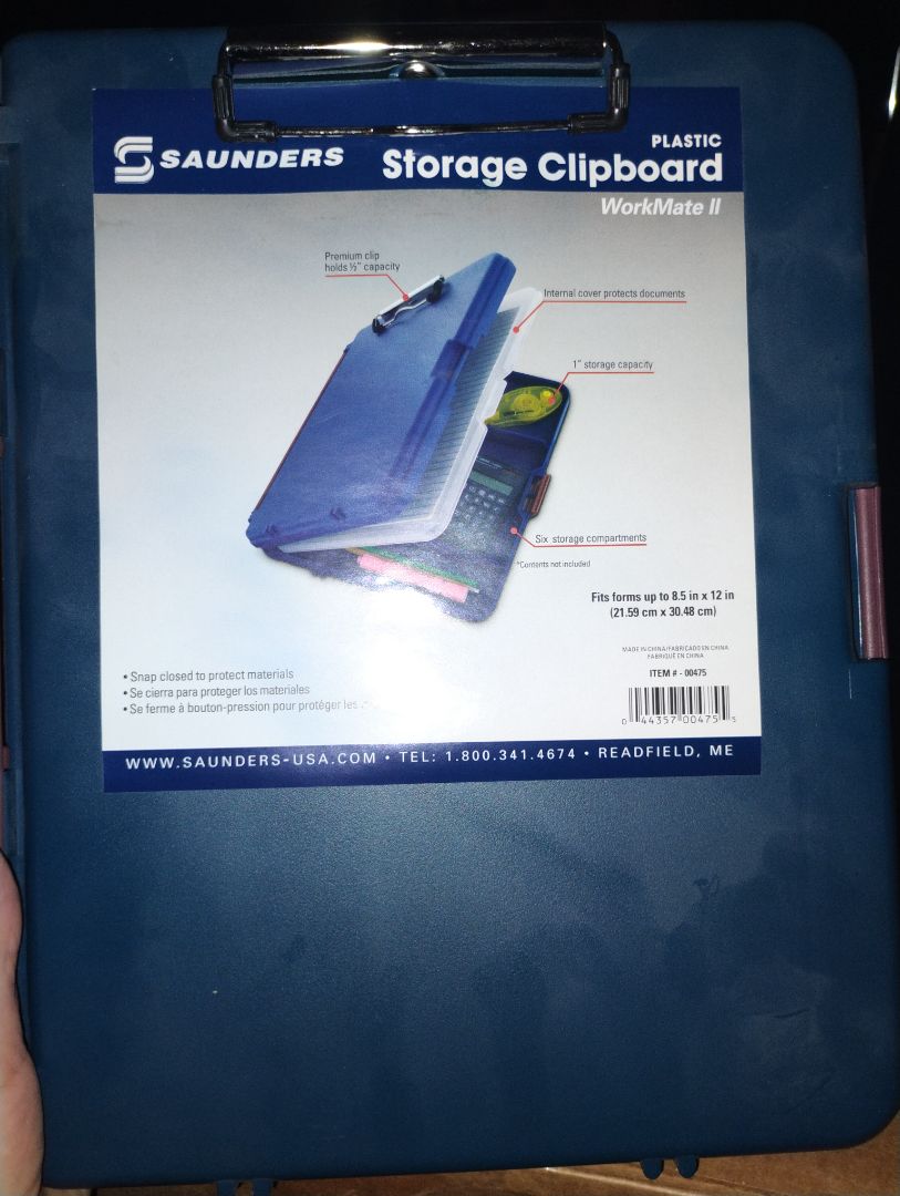 Blue W/Mauve Trim Saunders Storage Clipboard, Holds 8 1/2 X 12 In. Forms
