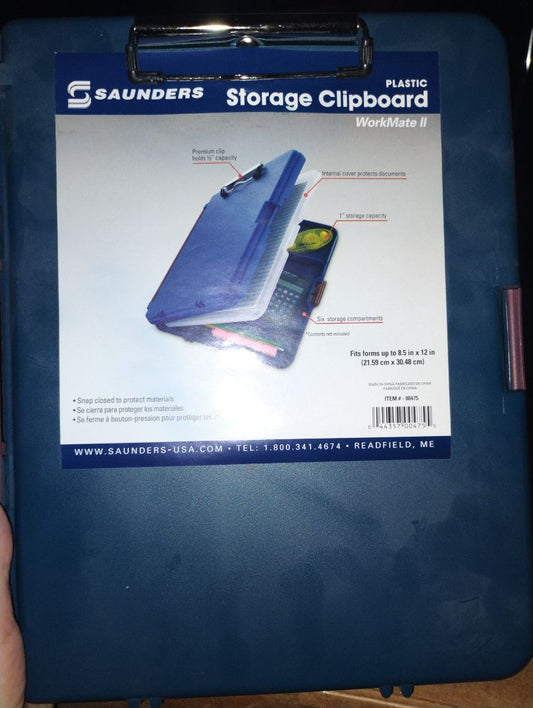 Blue W/Mauve Trim Saunders Storage Clipboard, Holds 8 1/2 X 12 In. Forms