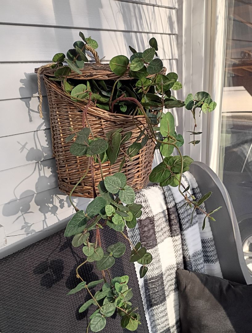 Vintage wall basket/faux plants