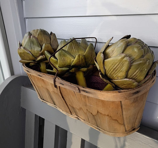 Vintage wall basket faux plants