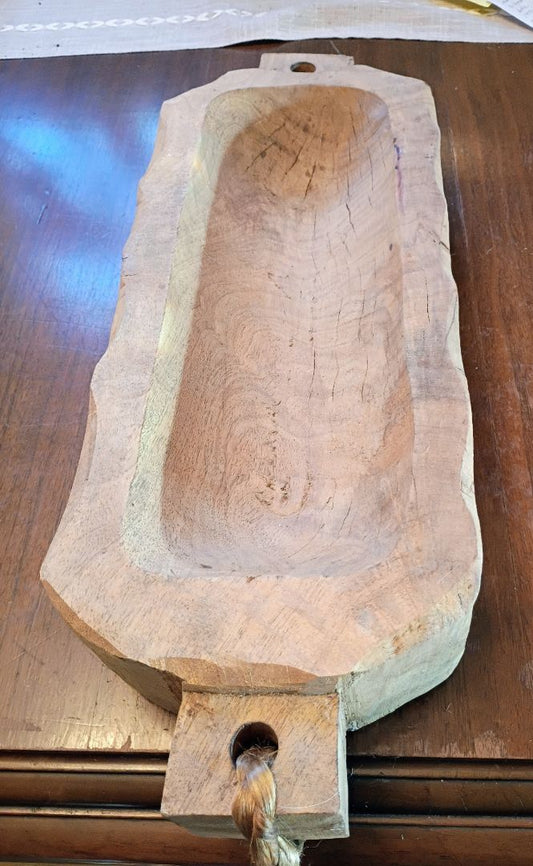 Rustic heavy wood carved bowl