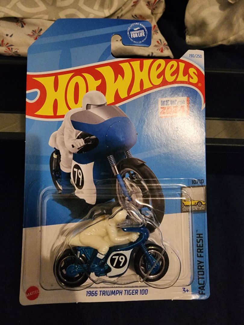 White & Blue  HotWheels: 1966 Triumph Tiger 100