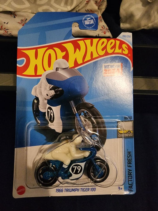 White & Blue  HotWheels: 1966 Triumph Tiger 100