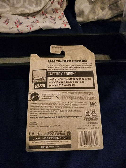 White & Blue  HotWheels: 1966 Triumph Tiger 100