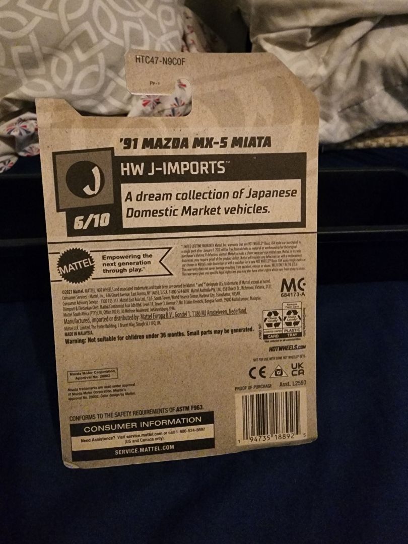 Black  HotWheels: 91 Mazda MX-5 Miata
