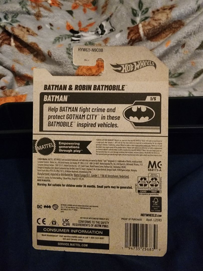 Black  HotWheels: Batman & Robin Batmobile