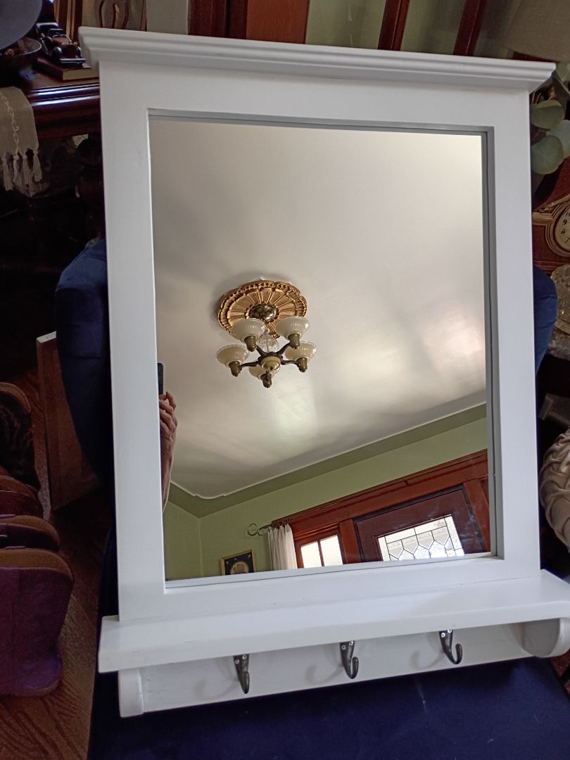 White  White plastic wall mirror/shelf omes Goods & Decor