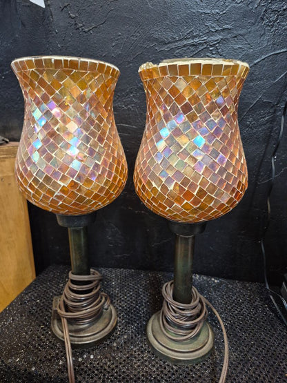 International Silver Company Mosaic Lamps set of 2 (As Is)