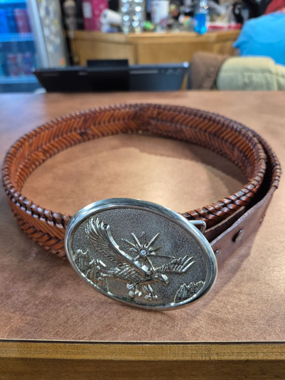 Leather weaved belt