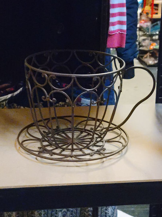 Brown  Tea Cup Plant Pot Holder