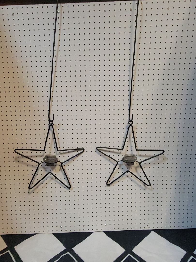 Black  Hanging Candle Holders, 39" total Length, 15" Star