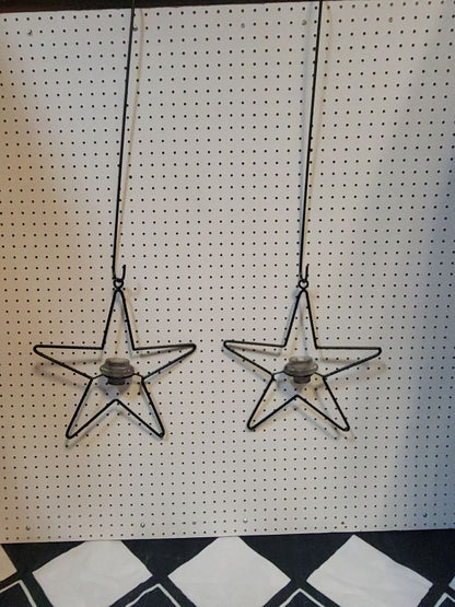 Black  Hanging Candle Holders, 39" total Length, 15" Star
