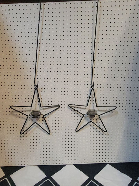 Black  Hanging Candle Holders, 39" total Length, 15" Star