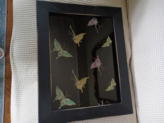 Black wood frame silk butterfly 15 x 19