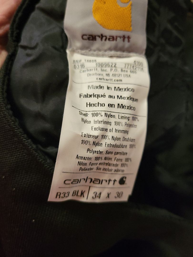 Black Carhartt Bib Coveralls, 34x30