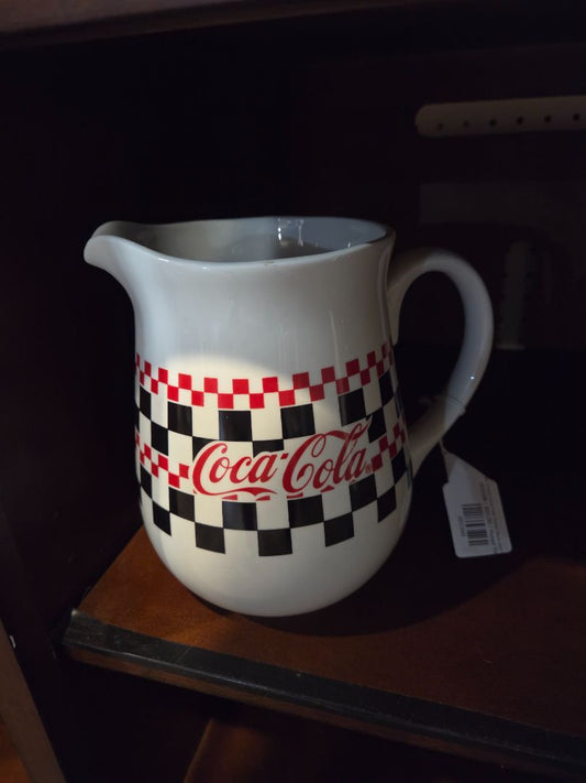 Vintage Gibson Coca Cola Pitcher Black and Red Checkboard