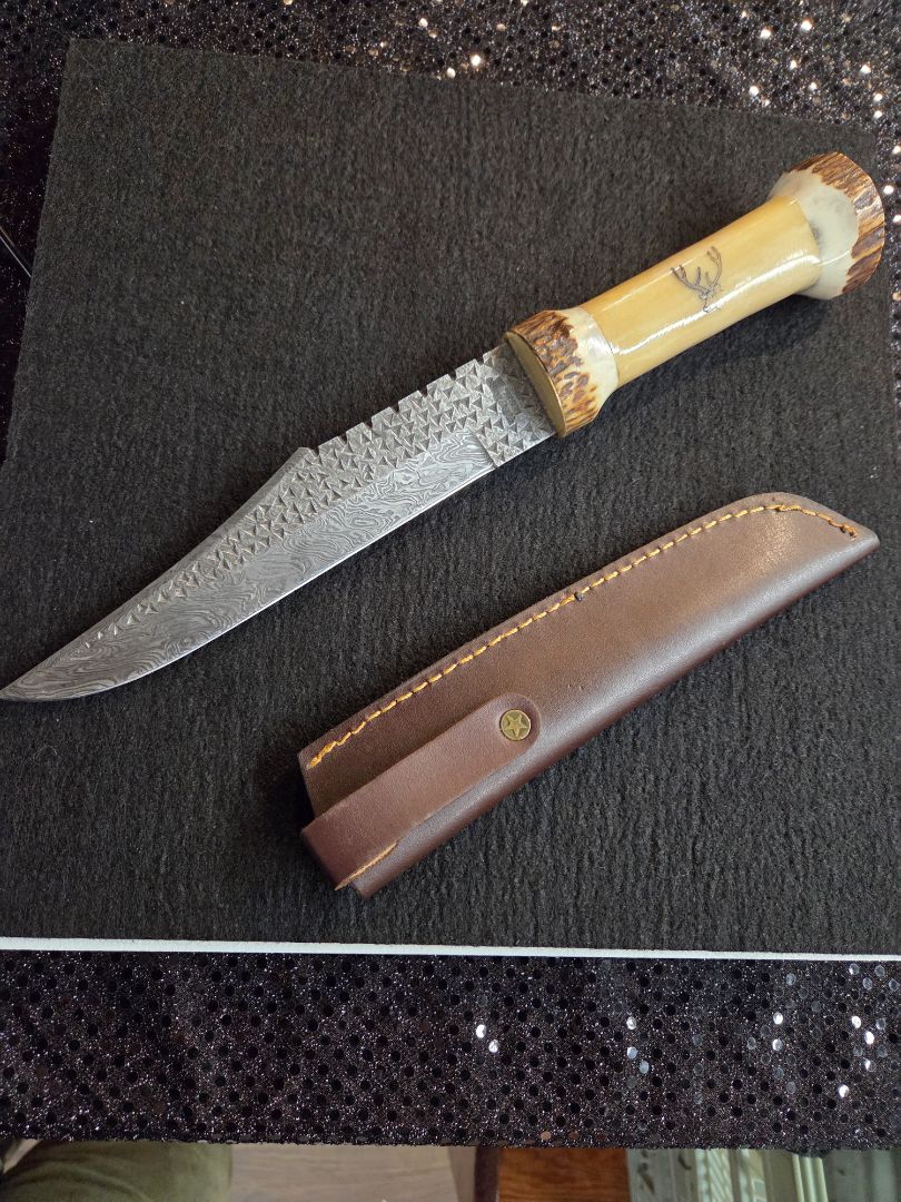 Valley Forge Knife 14" Overall Wh Smithbone DM Leather Sheath